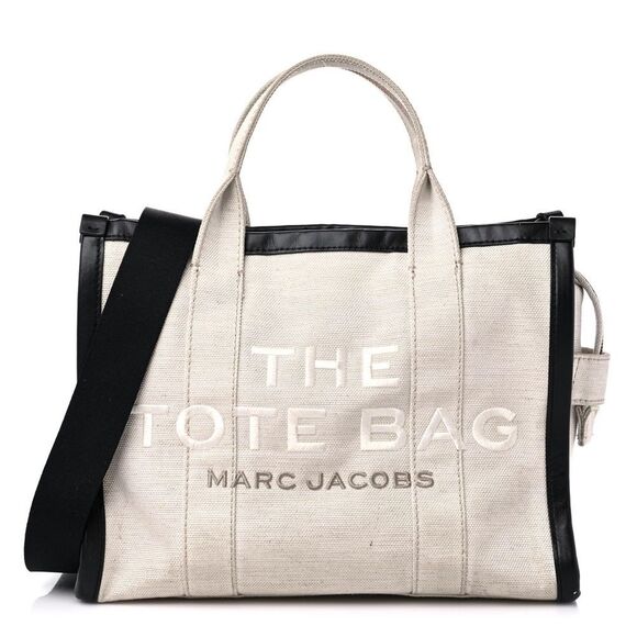MARC JACOBS Cotton Canvas The Traveler Tote Bag Beige nwt - Picture 3 of 11